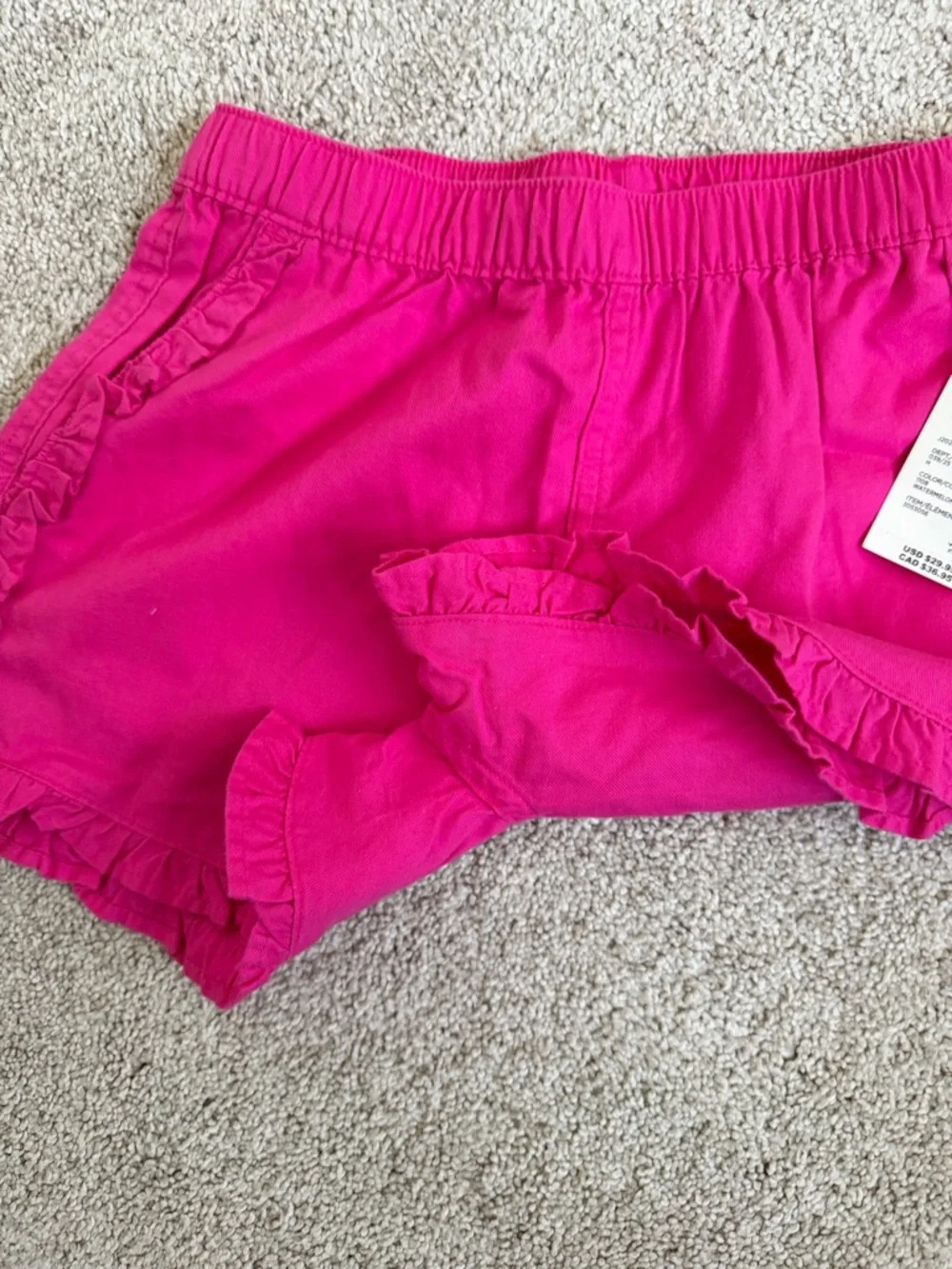 NWT KIDS GIRLS Ruffle-Trim High Waist Shorts in Hot Pink SIZE 12